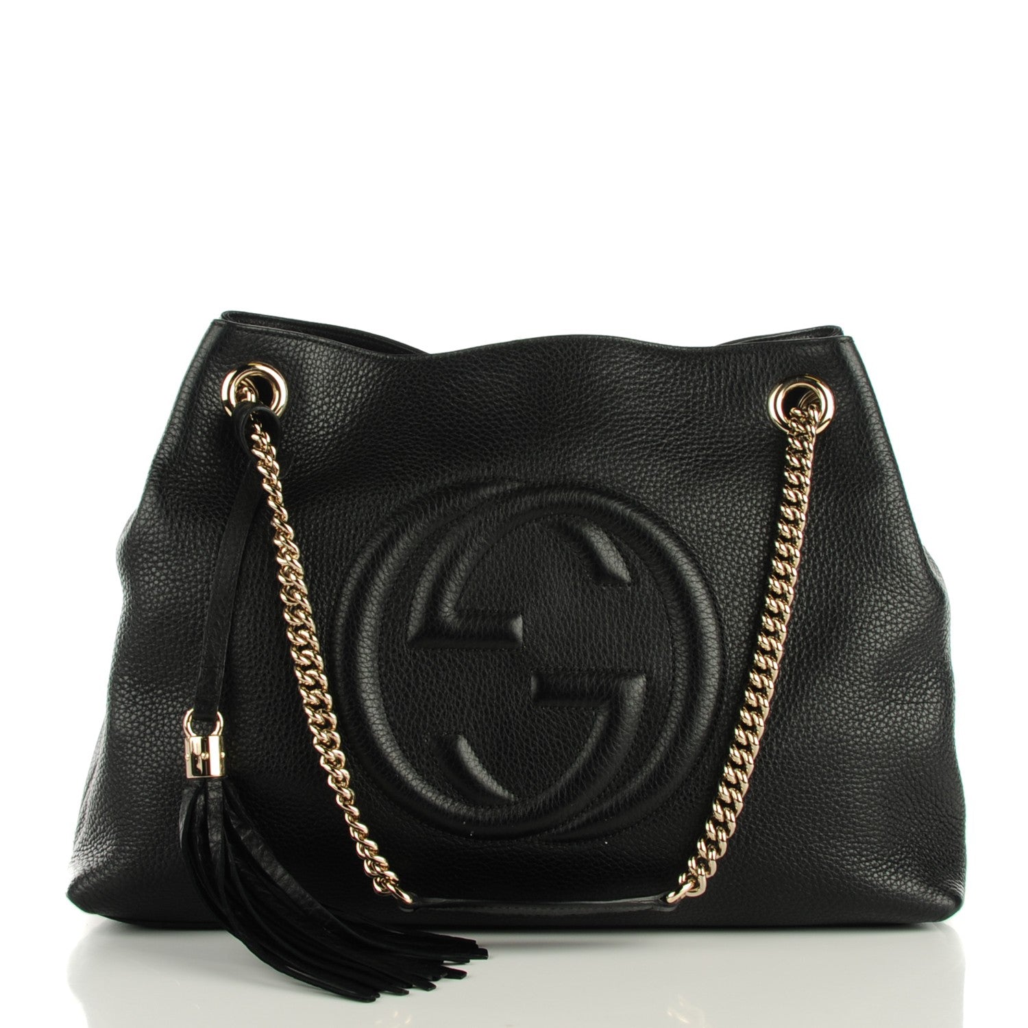 Gucci Pebbled Calfskin Medium Soho Chain Shoulder Bag Black 1 of 7