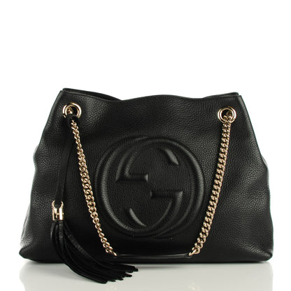Gucci Pebbled Calfskin Medium Soho Chain Shoulder Bag Black 1 of 7