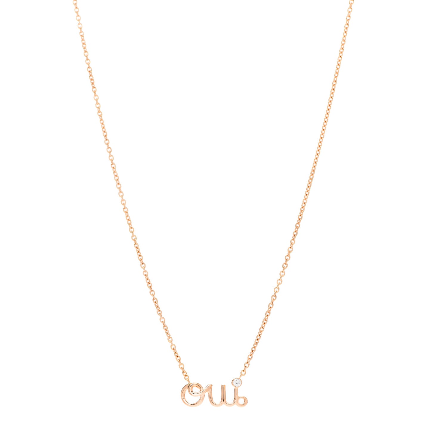 18K Rose Gold Diamond Oui Pendant Necklace