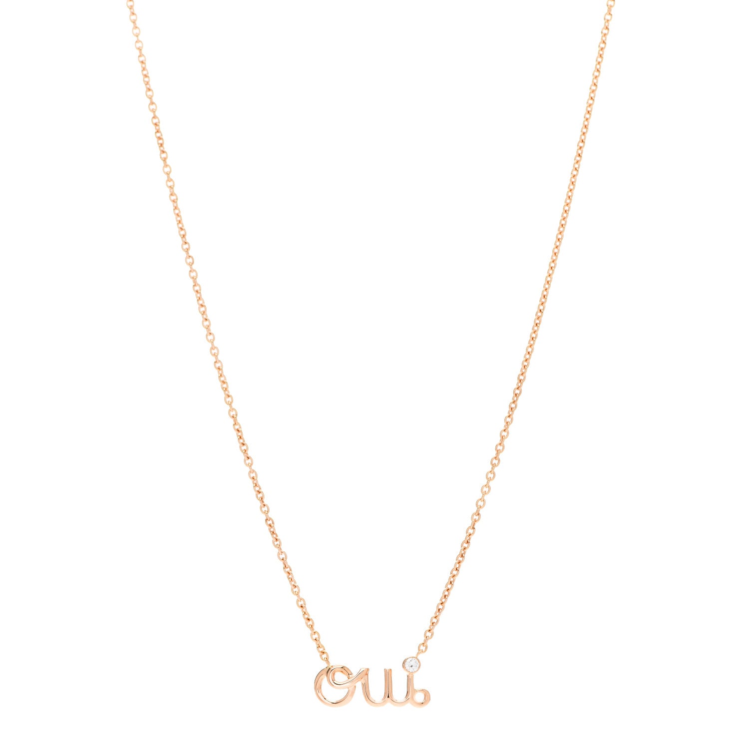 Christian Dior 18K Rose Gold Diamond Oui Pendant Necklace 1 of 5