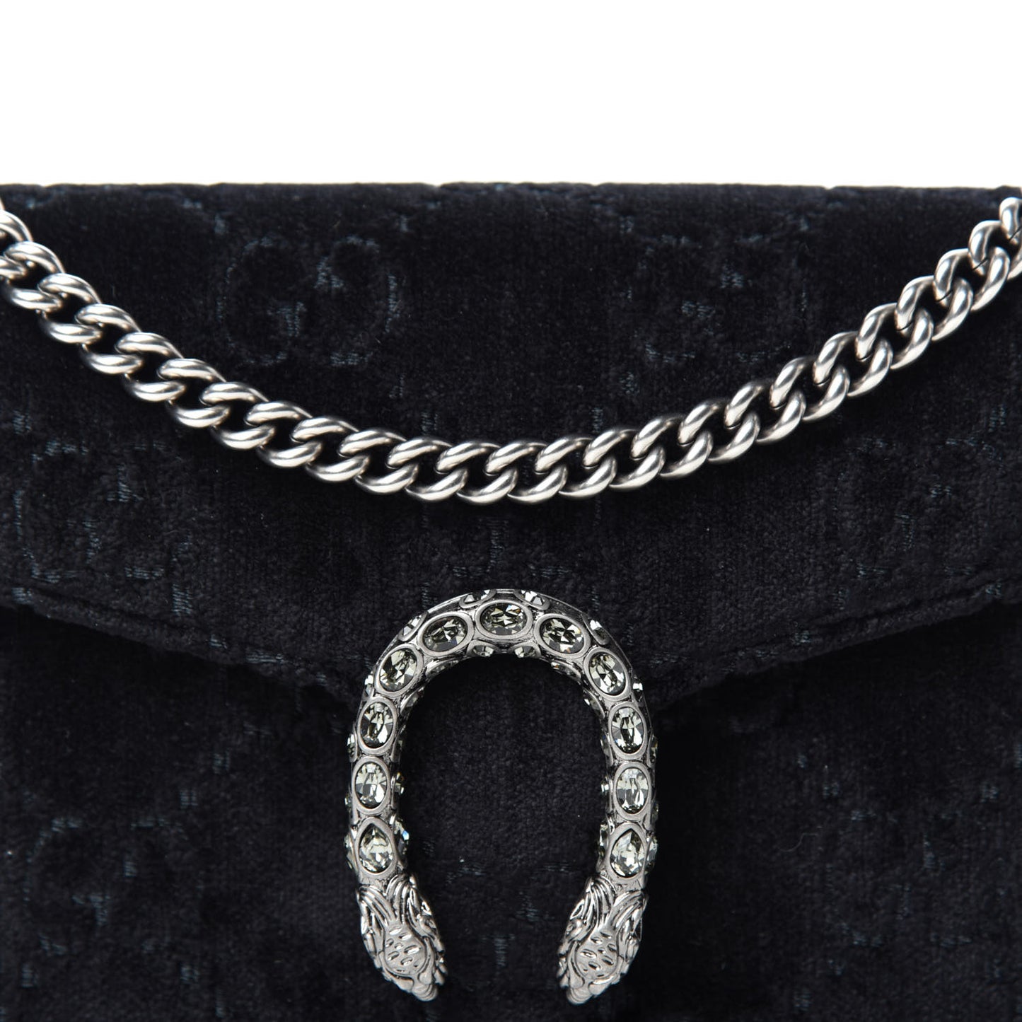Velvet GG Monogram Mini Dionysus Chain Wallet Black