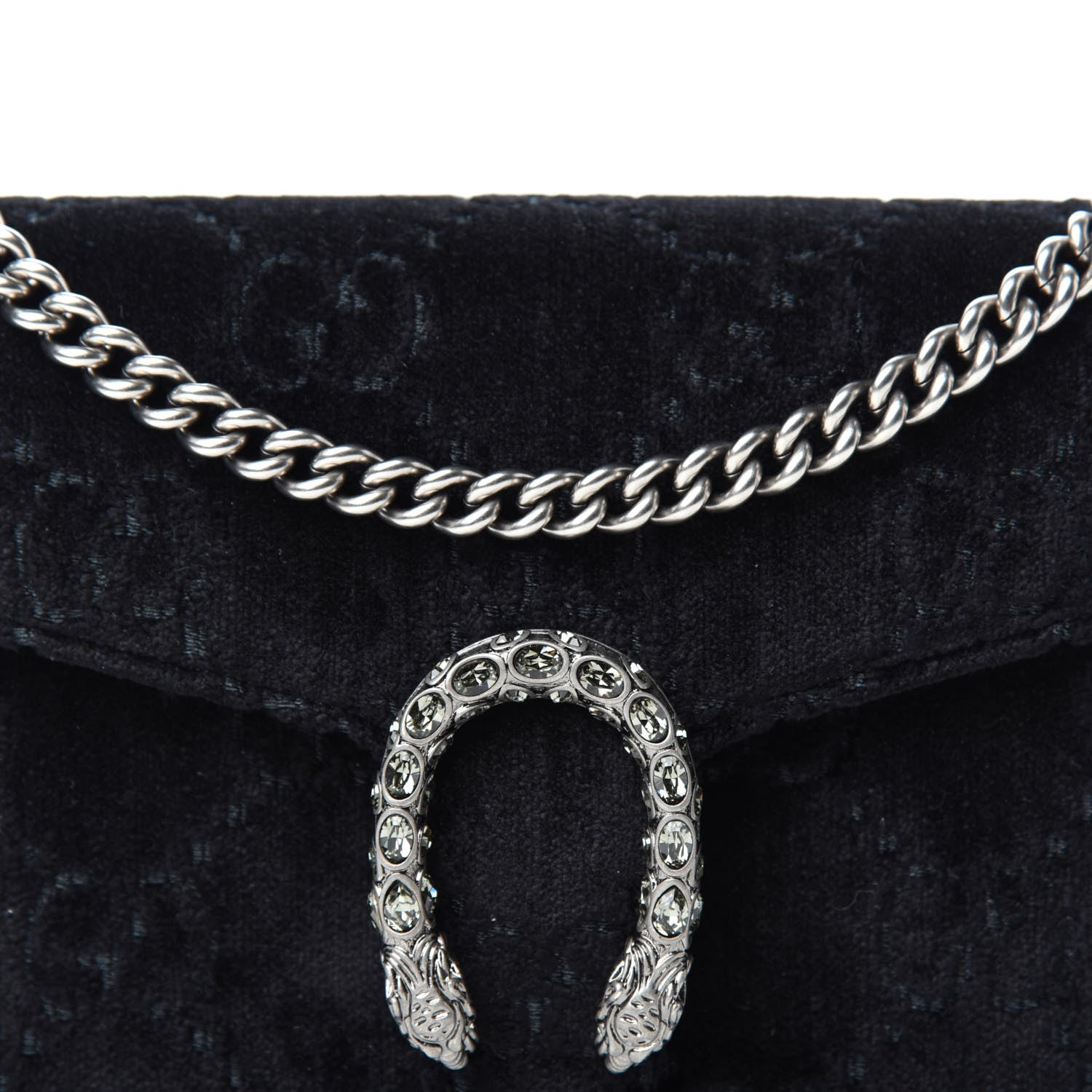 Gucci Velvet GG Monogram Mini Dionysus Chain Wallet Black 10 of 10