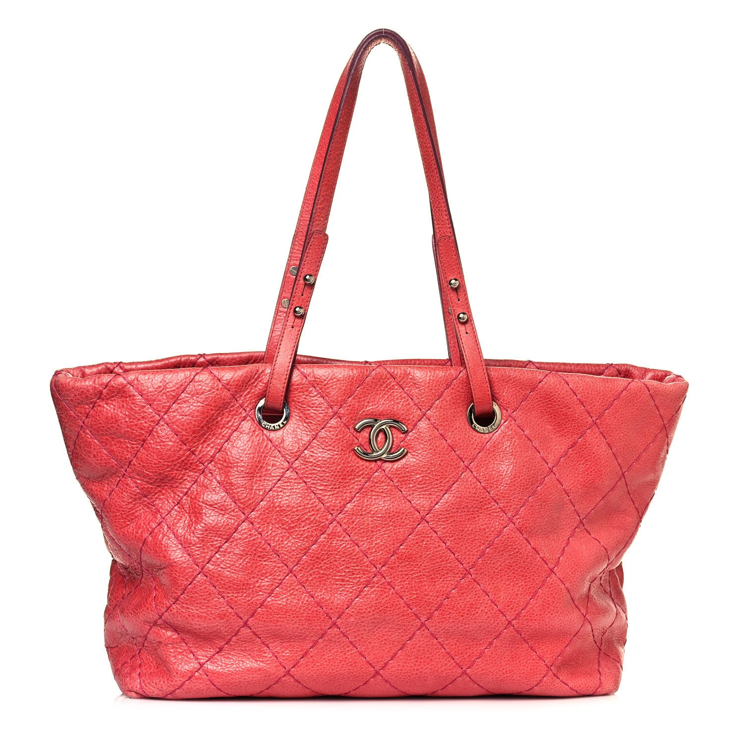 Chanel Glazed Calfskin Large On The Road Tote Red 1 of 16