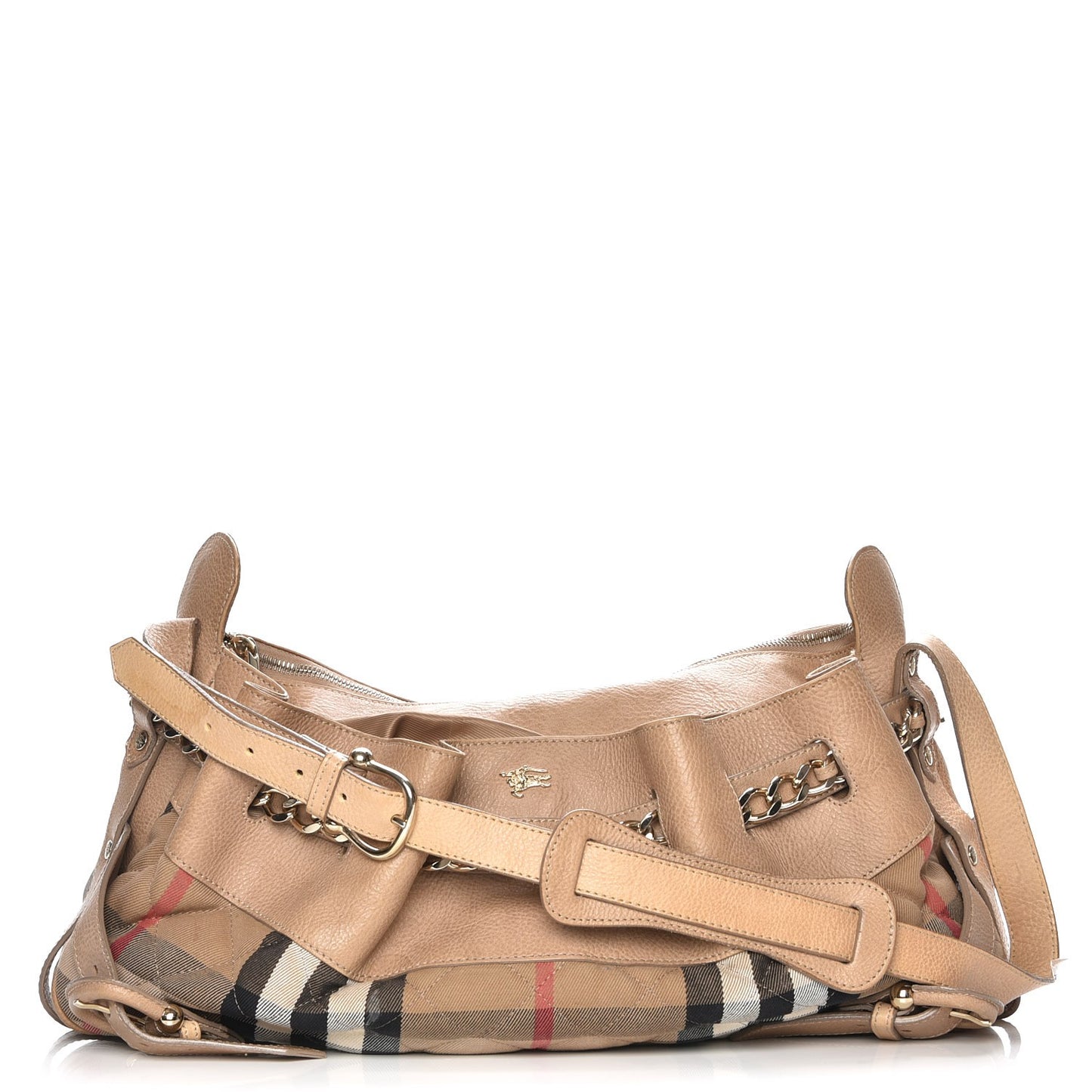 Grainy Calfskin House Check Margaret Bag Light Nude