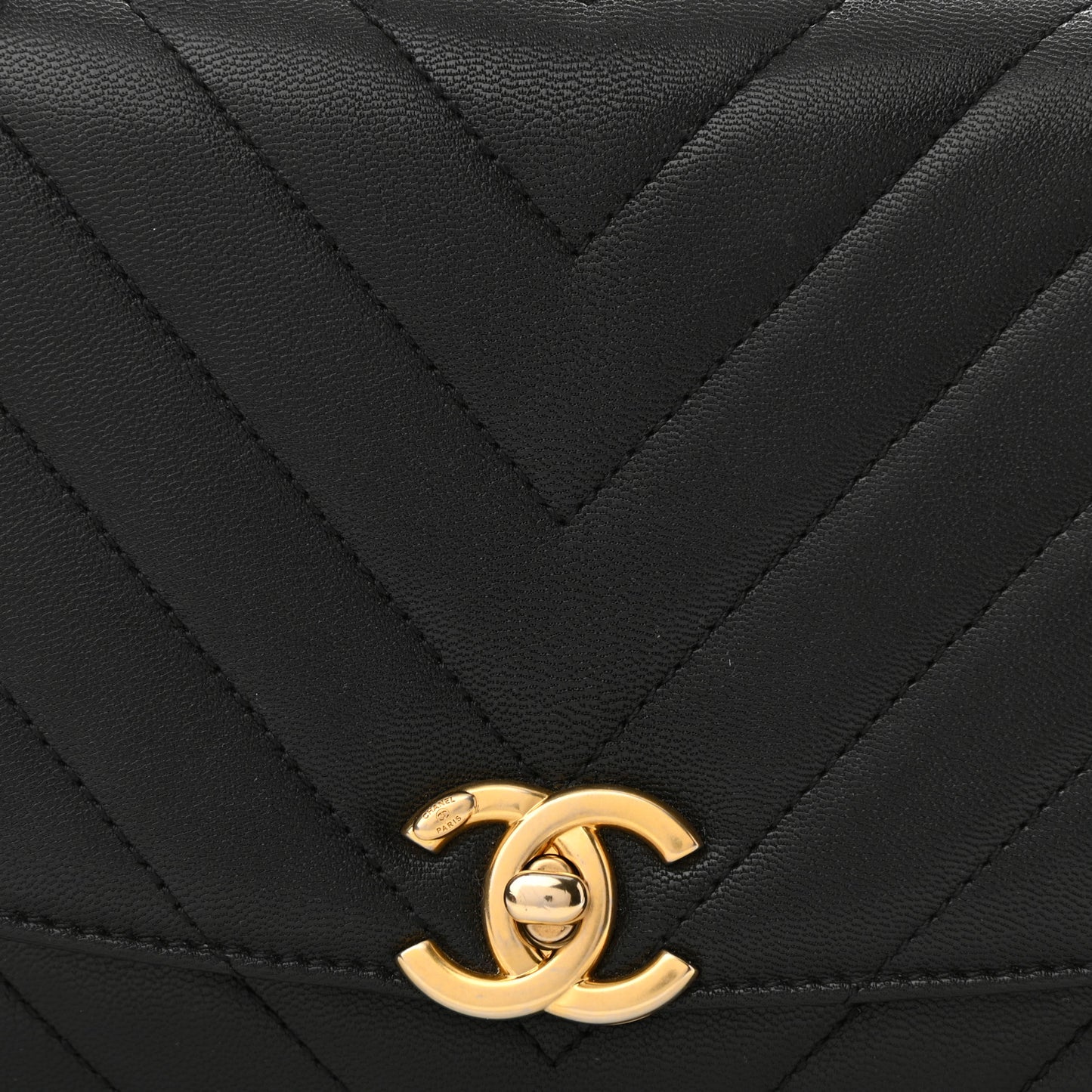 Lambskin Chevron Quilted Gold Top Handle Flap Bag Black