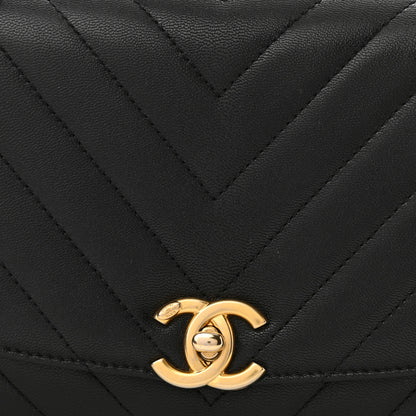 Chanel Lambskin Chevron Quilted Gold Top Handle Flap Bag Black 8 of 10