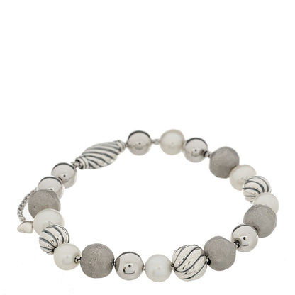 David Yurman Sterling Silver Pearl 9mm Elements Bead Bracelet 1 of 3