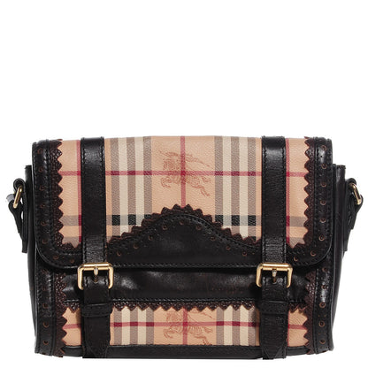 Burberry Haymarket Check Satchel Crossbody Bag Chocolate 1 of 11