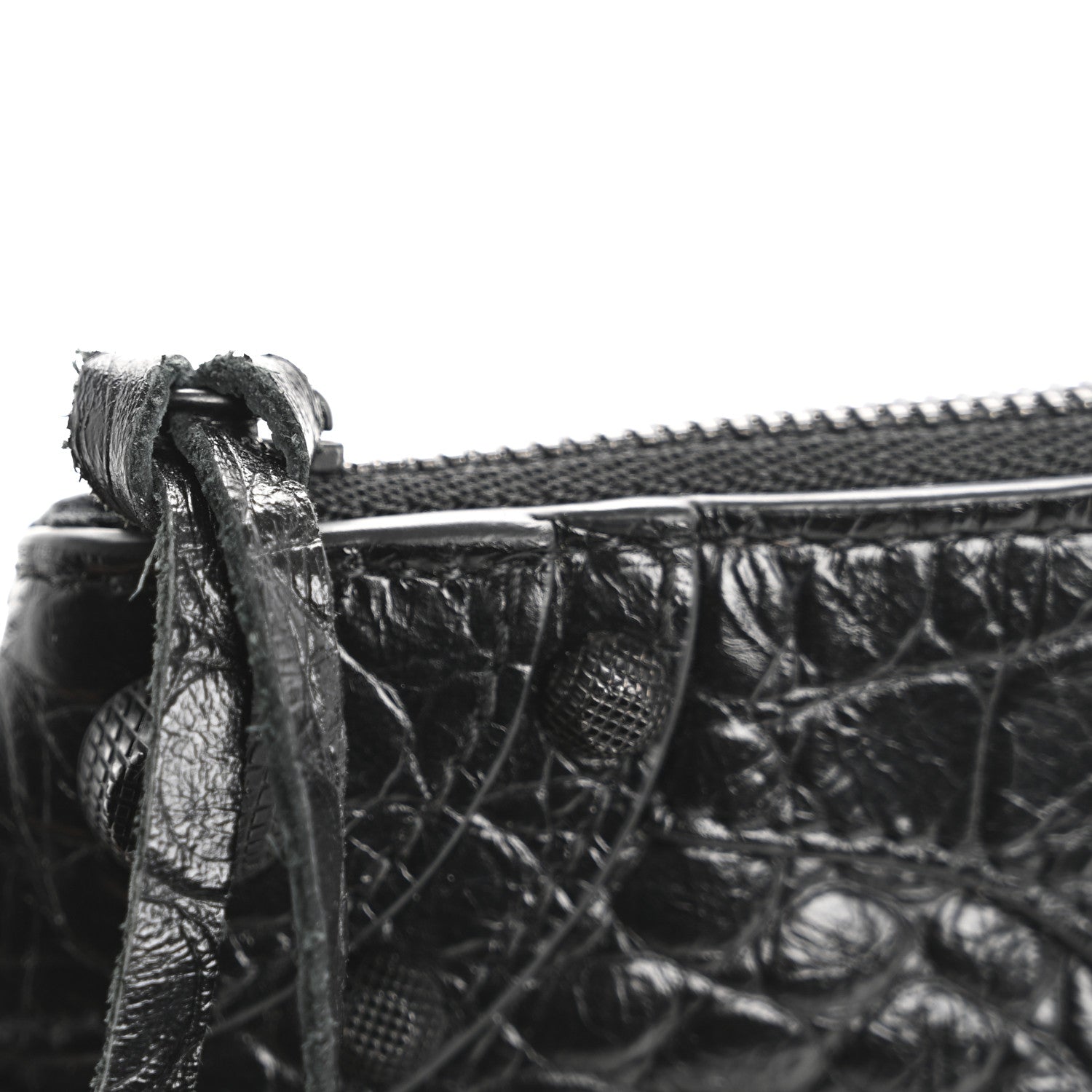 Balenciaga Extra Supple Calfskin Crocodile Embossed Monochrome Mini Le Cagole Multi Pouch Black 10 of 11