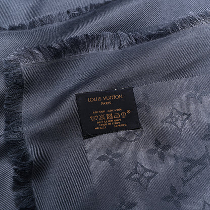 Louis Vuitton Silk Lurex Wool Monogram Shine Shawl Carbone 3 of 4