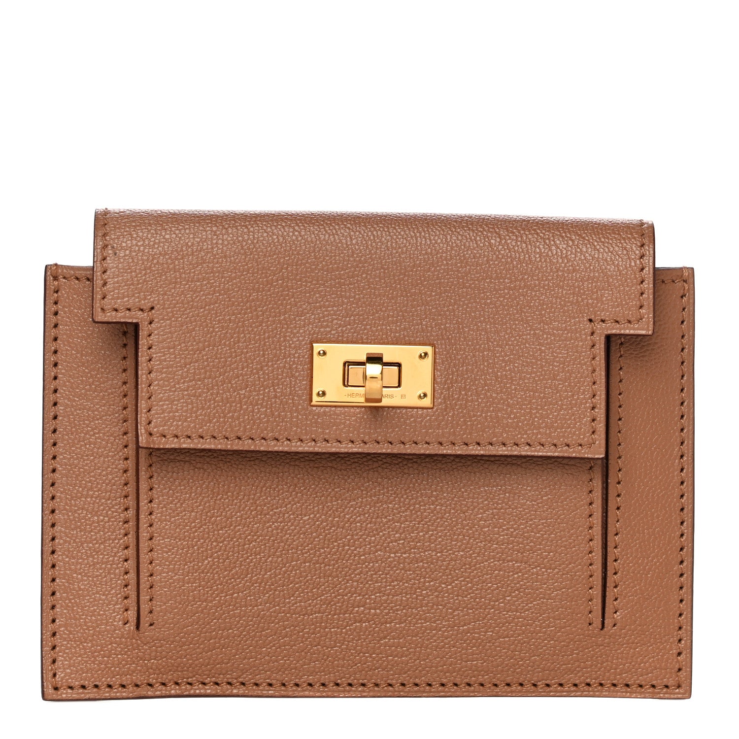 Hermes Chevre Mysore Kelly Pocket Compact Wallet Quebracho 1 of 13