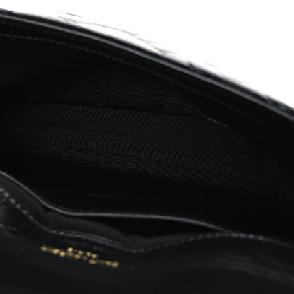 Saint Laurent Shiny Calfskin Matelasse Chevron Monogram Mini College Bag Black 5 of 10