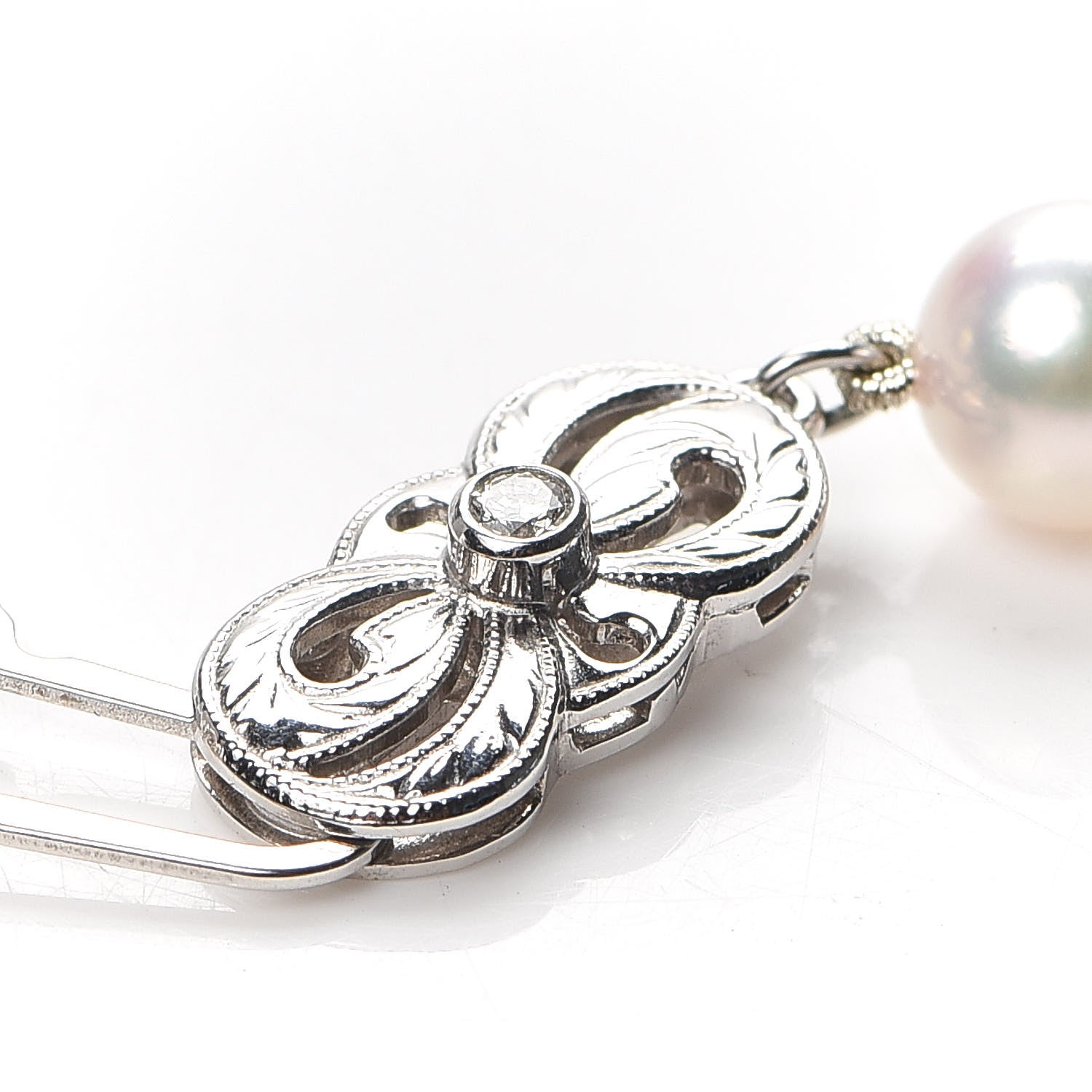 Mikimoto 18K White Gold Diamond Akoya Pearl 7-9mm Graduated Strand Rondelle Necklace 5 of 6