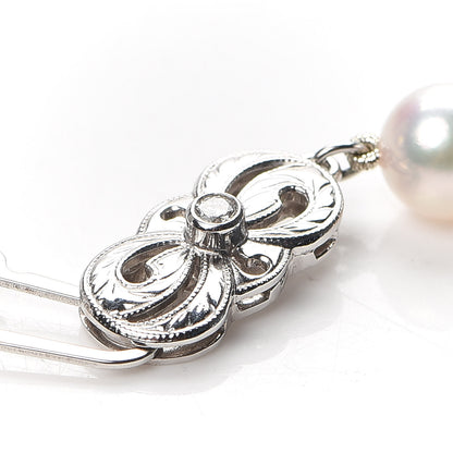 Mikimoto 18K White Gold Diamond Akoya Pearl 7-9mm Graduated Strand Rondelle Necklace 5 of 6