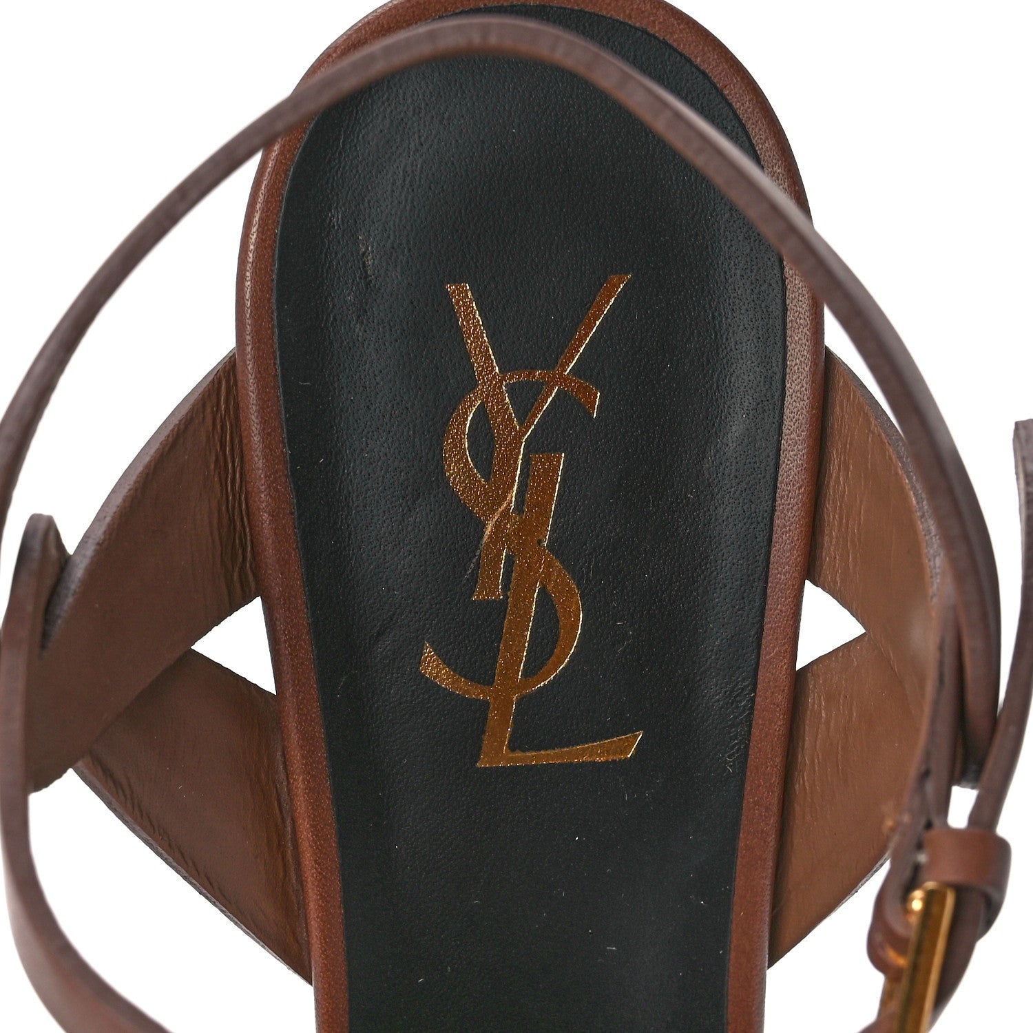 Saint Laurent Calfskin Tribute 105 Platform Sandals 38 Amber 7 of 8