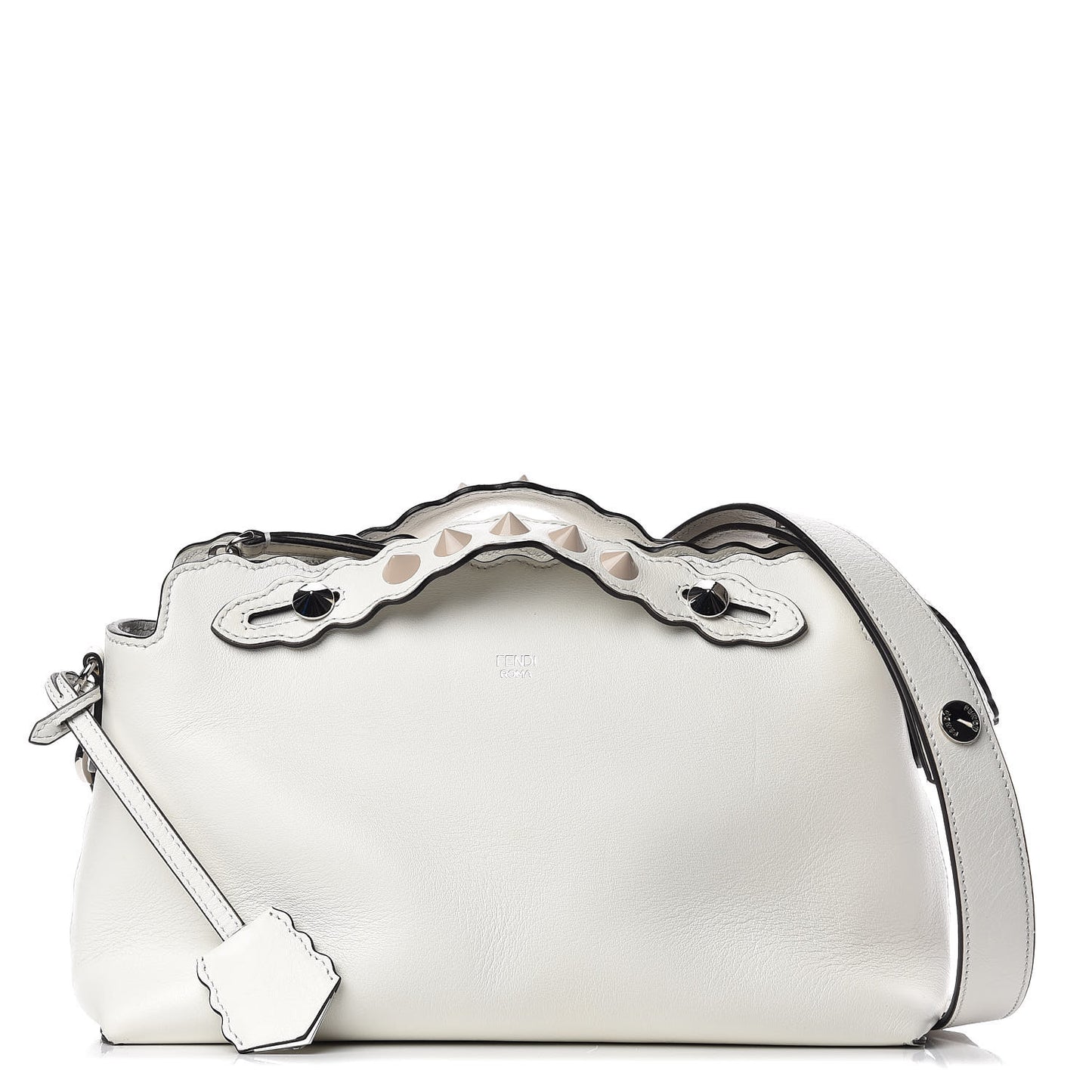 Vitello Dolce Scalloped Studded Medium By The Way Boston Bag White Ice