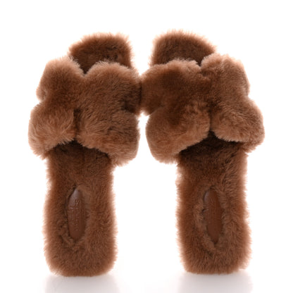 Hermes Woolskin Oran Sandals 37 Naturel 2 of 9