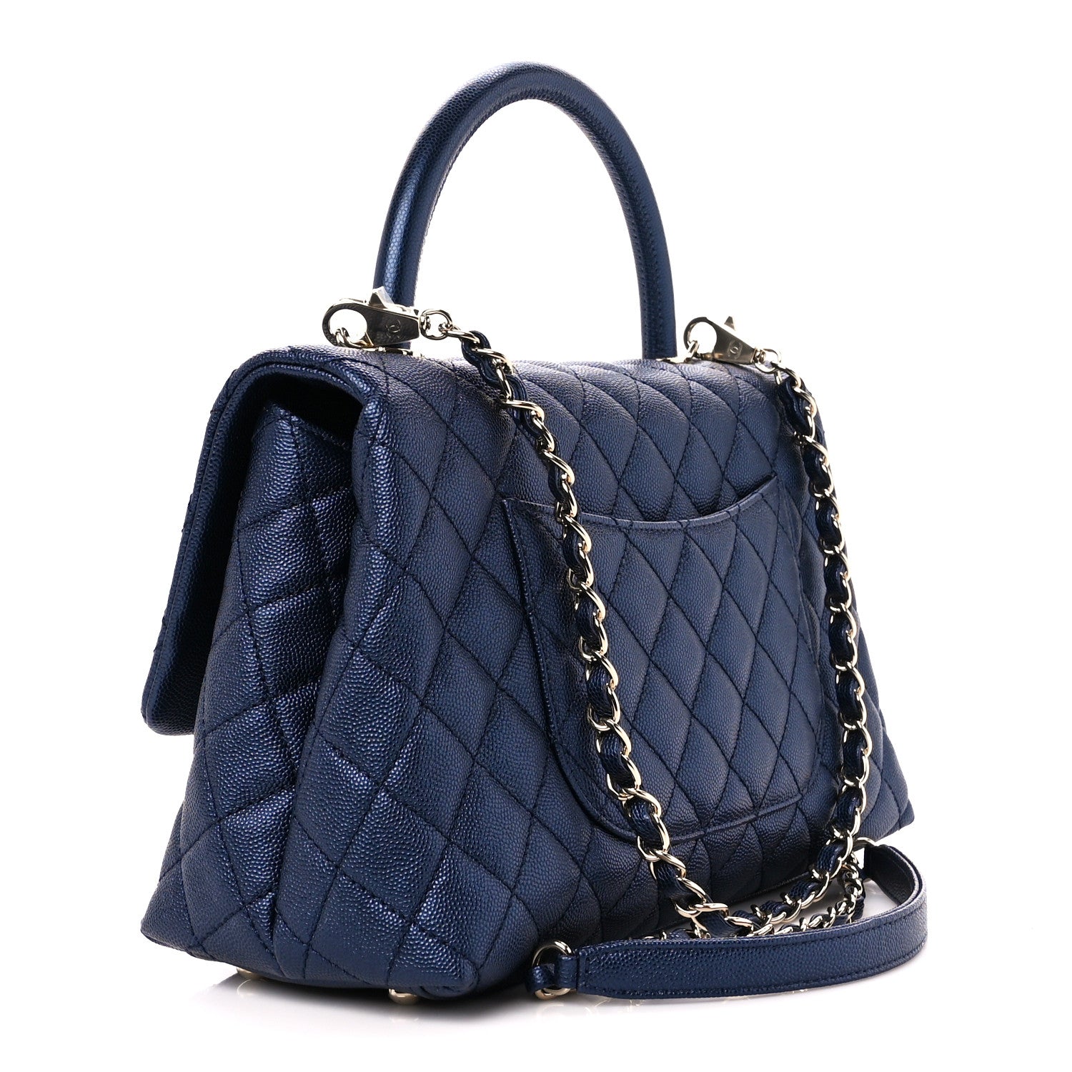 Chanel Caviar Quilted Small Coco Handle Flap Navy 3 of 11