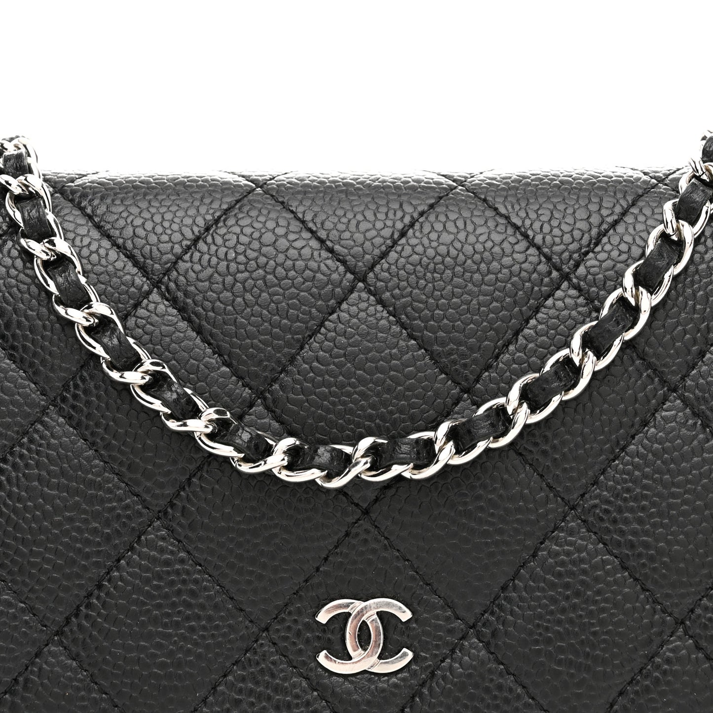 Caviar Quilted Wallet on Chain WOC Black