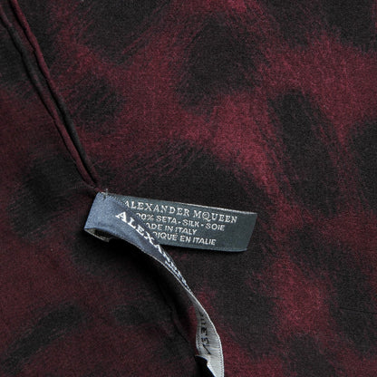 Alexander McQueen Silk Chiffon Leopard Skull Scarf Burgundy 5 of 5