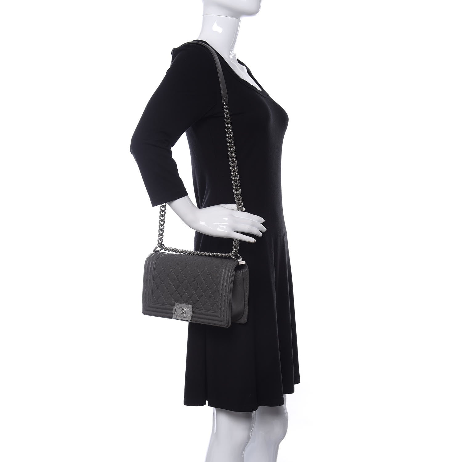 Chanel Caviar Quilted Medium Boy Flap Grey 2 of 11