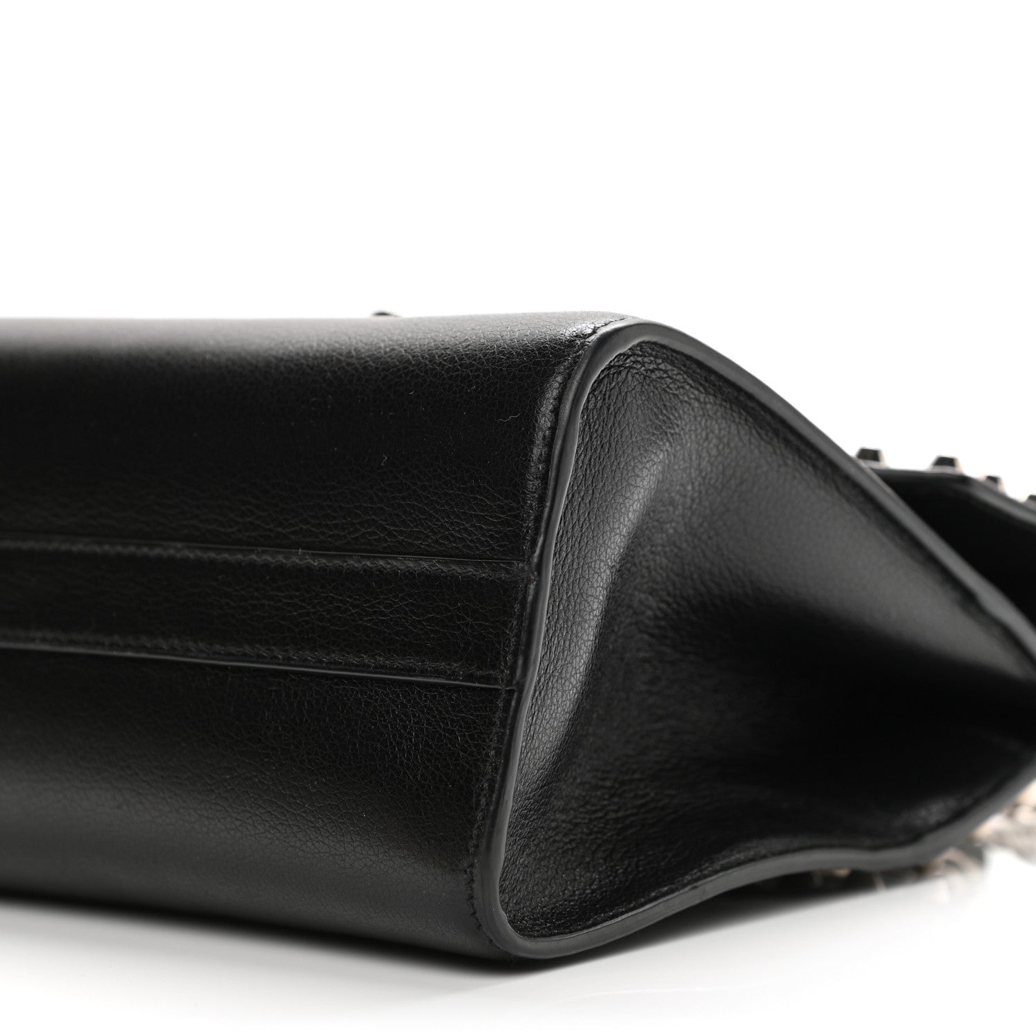 Prada Glace Calfskin Studded Sound Flap Crossbody Shoulder Bag Black 9 of 10