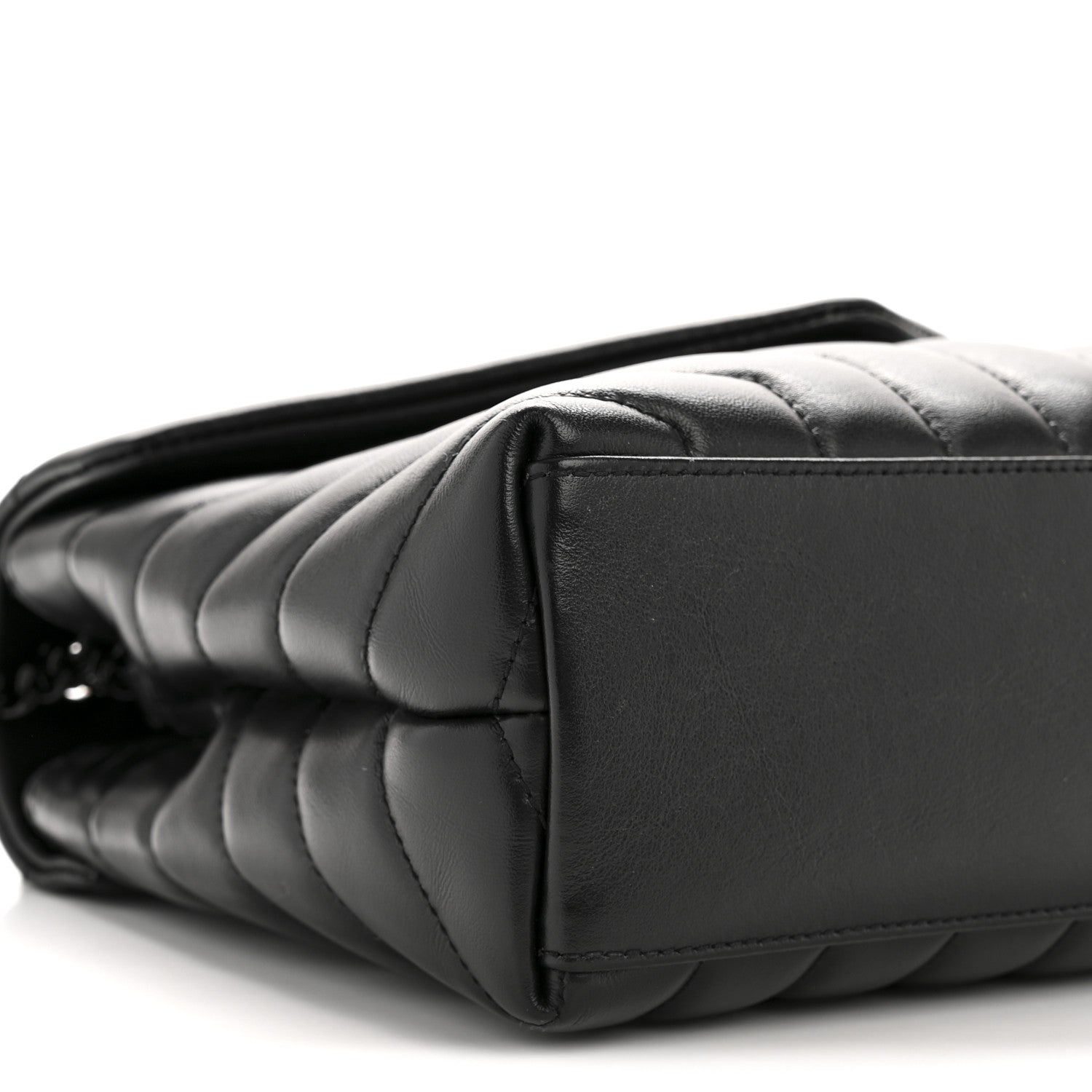 Saint Laurent Calfskin Y Quilted Monogram Monochrome Small Loulou Chain Satchel Black 9 of 12