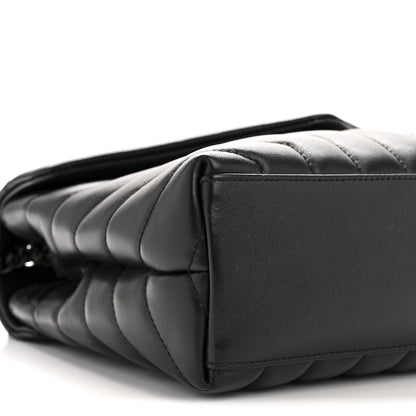 Saint Laurent Calfskin Y Quilted Monogram Monochrome Small Loulou Chain Satchel Black 9 of 12