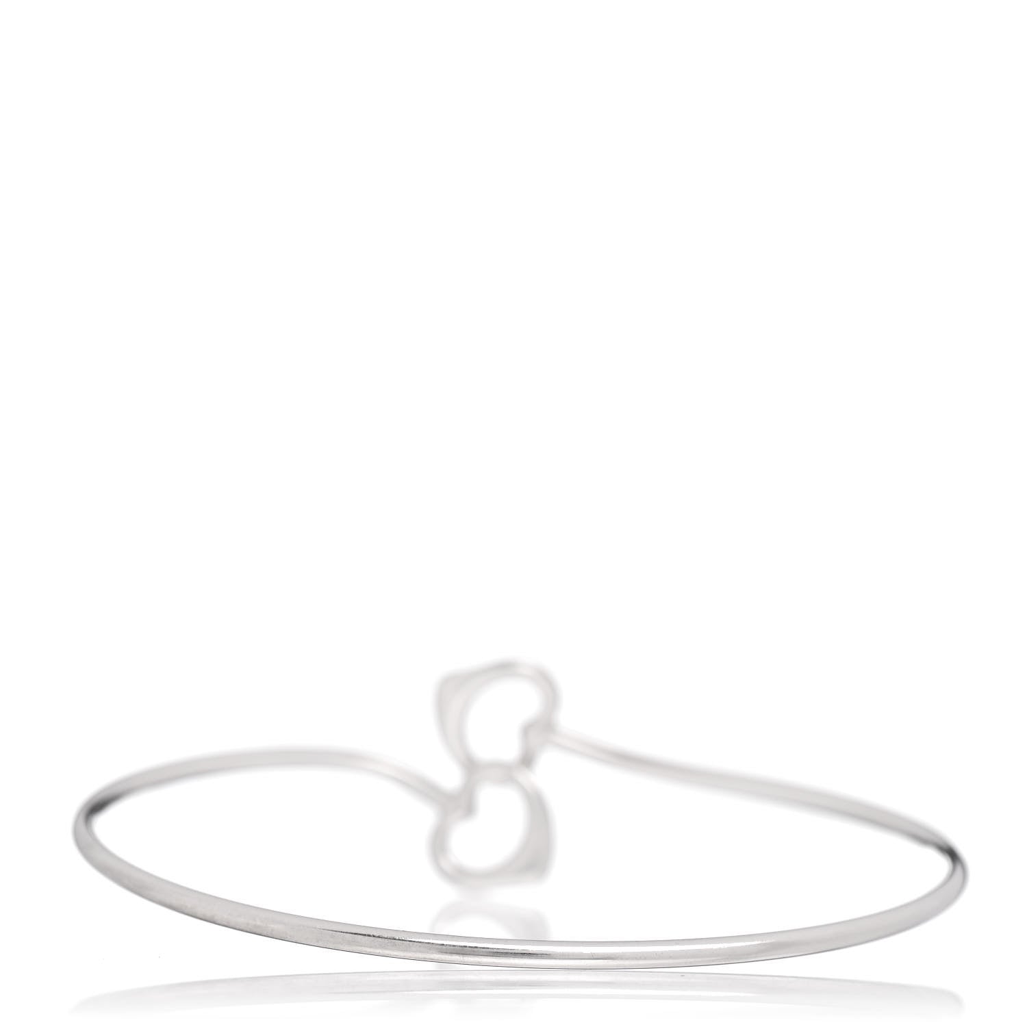 Tiffany Sterling Silver Elsa Peretti Double Open Heart Bangle Bracelet 3 of 4