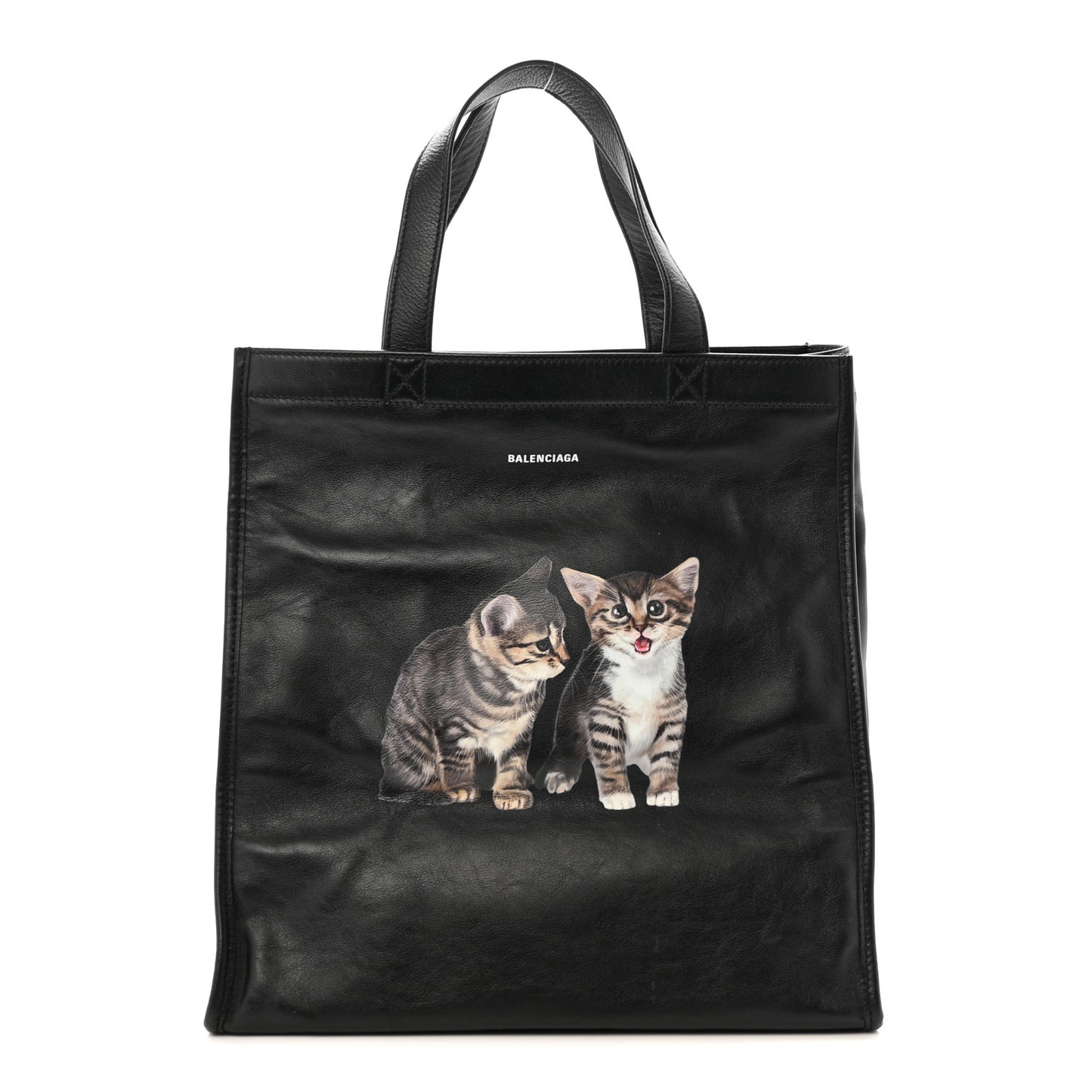 Calfskin Kittens Market Shopper Black