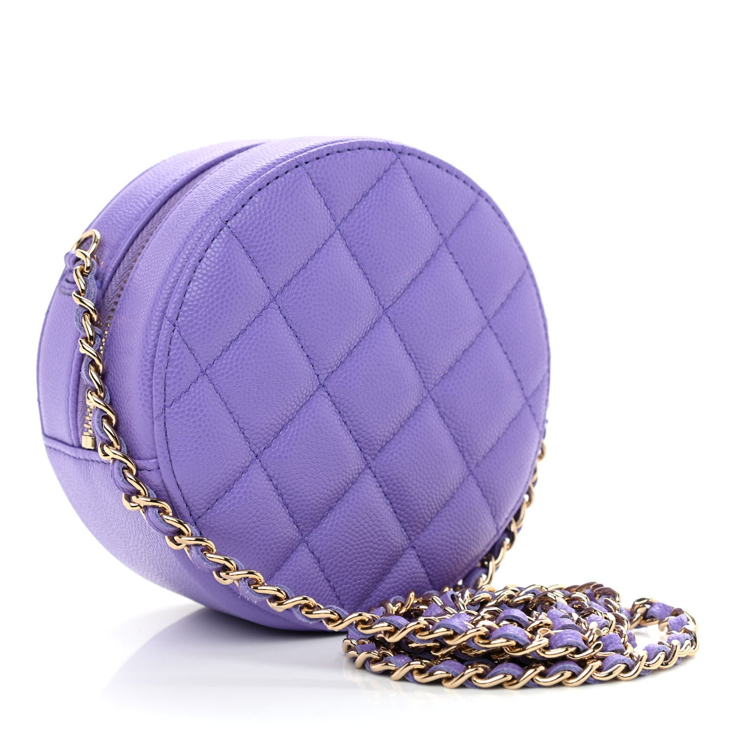 Chanel Caviar Quilted Round Clutch With Chain Purple 3 of 10