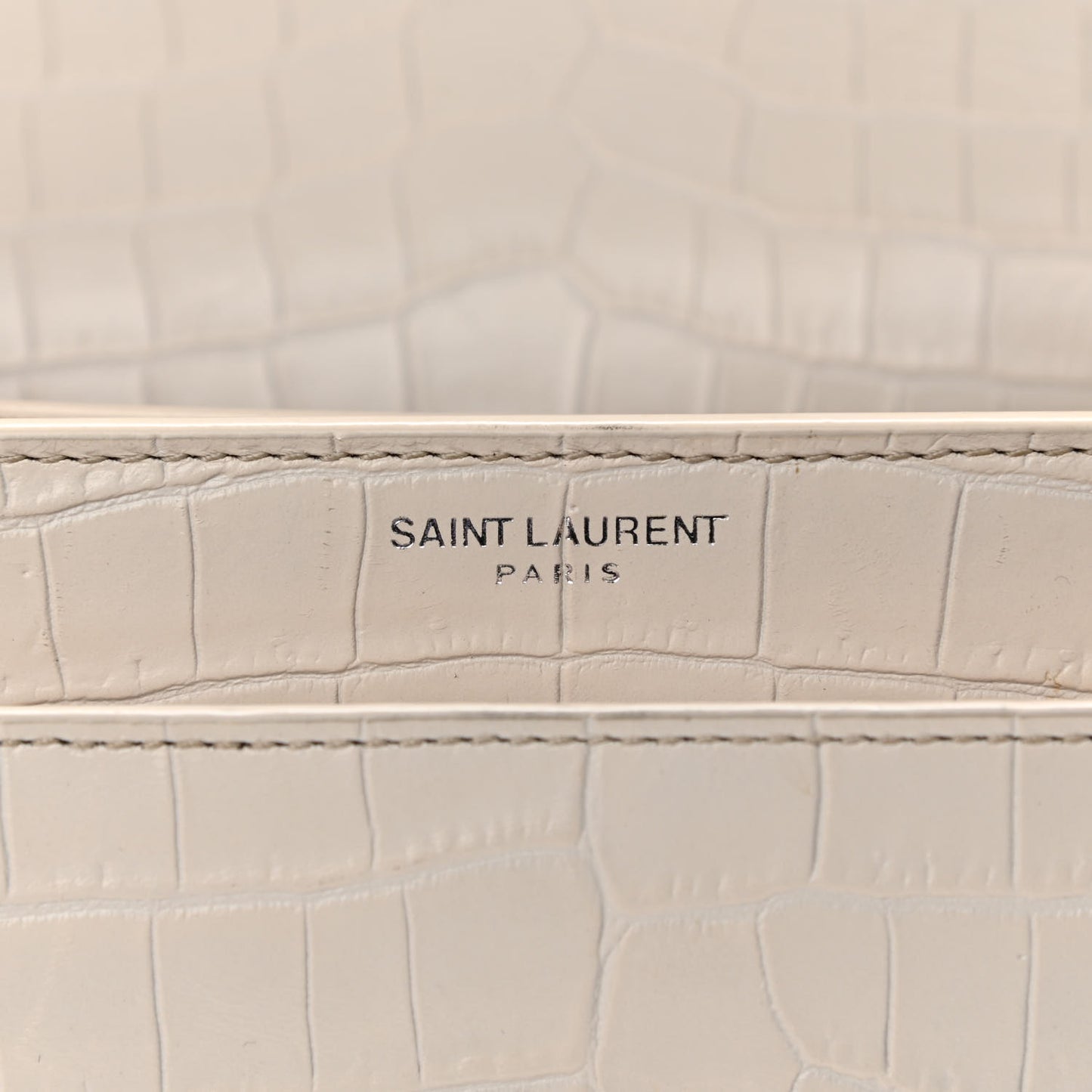 Calfskin Crocodile Embossed Medium Monogram Sunset Icy White