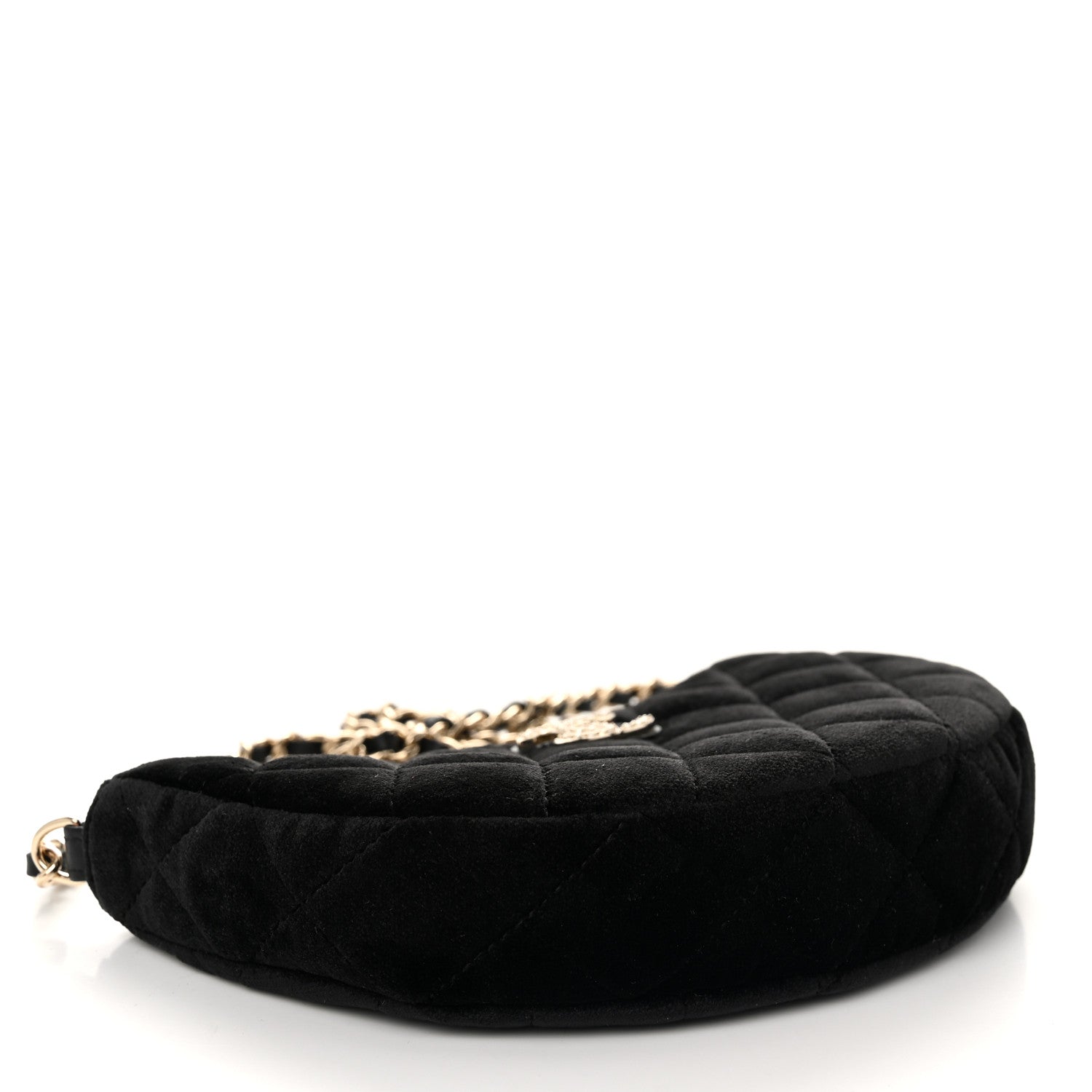 Chanel Velvet Crystal Quilted Chain Hobo Black 4 of 12
