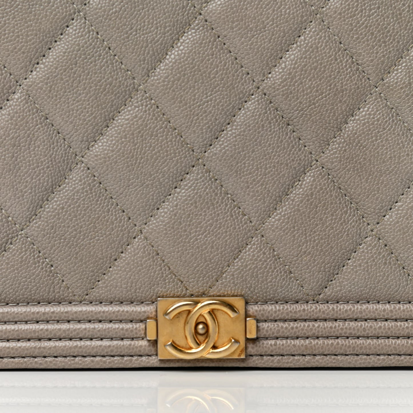 Caviar Quilted Boy Wallet On Chain WOC Grey