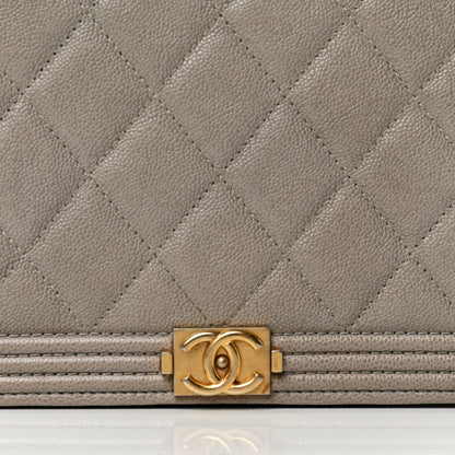 Chanel Caviar Quilted Boy Wallet On Chain WOC Grey 8 of 12