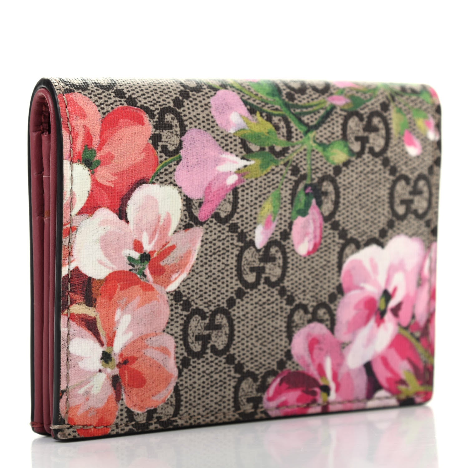 Gucci GG Supreme Monogram Blooms Card Case Beige Multicolor Dry Rose 3 of 7