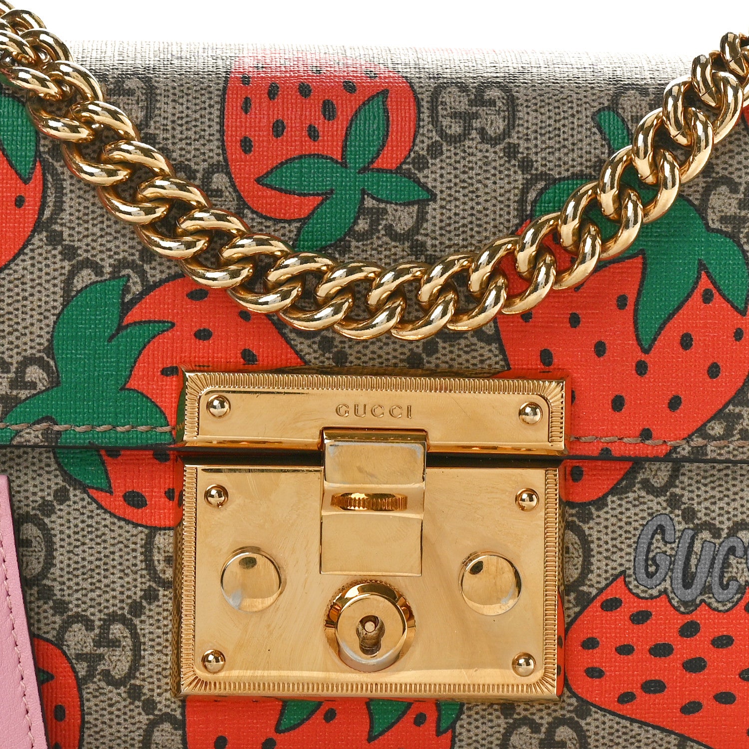 Gucci GG Supreme Monogram Strawberry Small Padlock Shoulder Bag 8 of 11