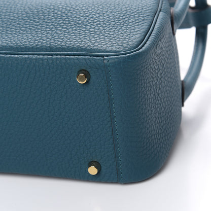 Hermes Taurillon Clemence Mini Lindy 20 Vert Bosphore 10 of 11