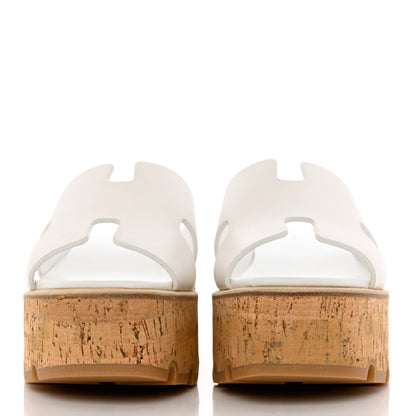 Hermes Calfskin Cork Eze 30 Sandals 35 White 2 of 9