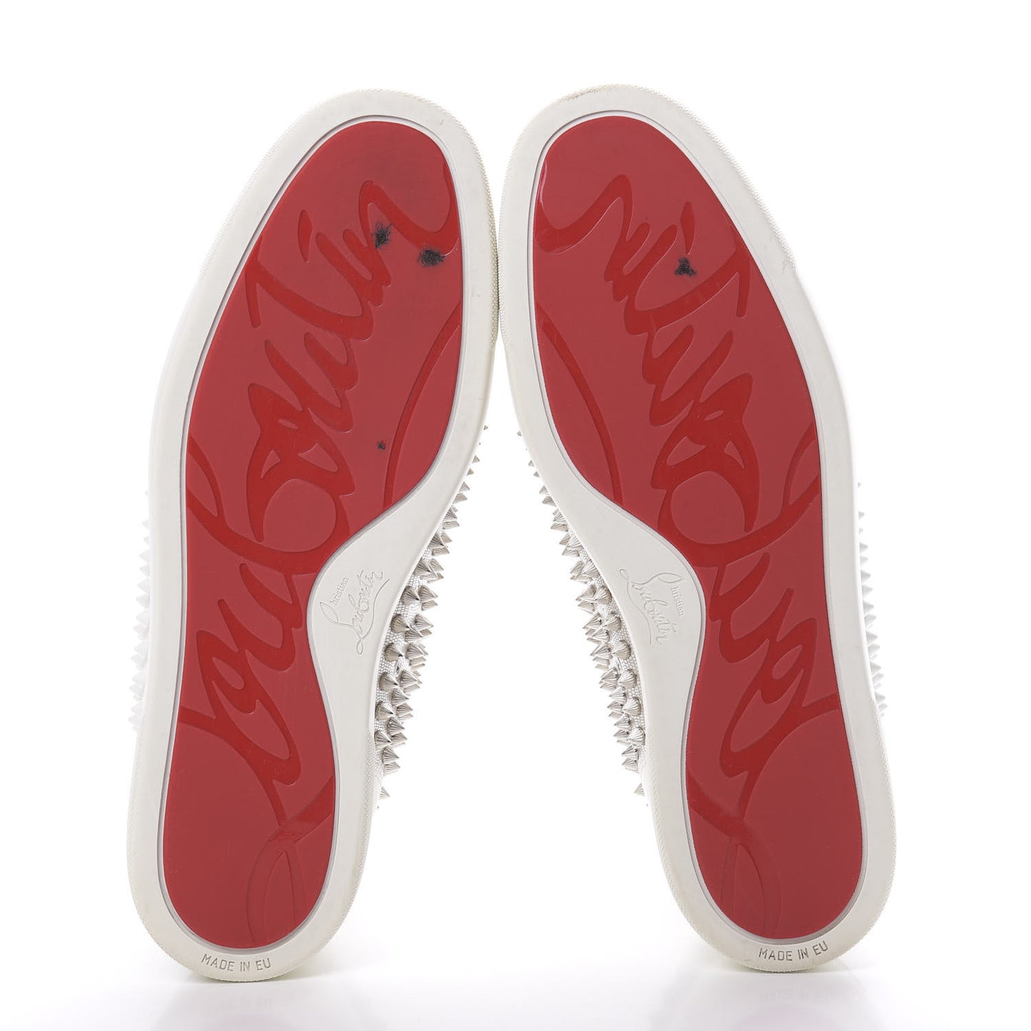 Calfskin Laminato Dino Spikes Yang Louis Flat Sneakers 44 Latte Silver