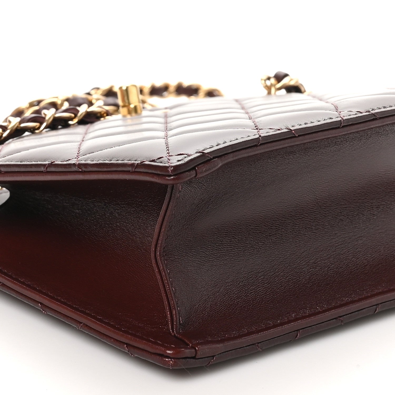 Chanel Shiny Calfskin Quilted Small Shopping Bag Burgundy 9 of 10