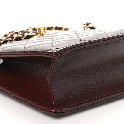 Chanel Shiny Calfskin Quilted Small Shopping Bag Burgundy 9 of 10