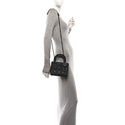 Christian Dior Ultra Matte Calfskin Cannage Mini Lady Dior Black 2 of 11