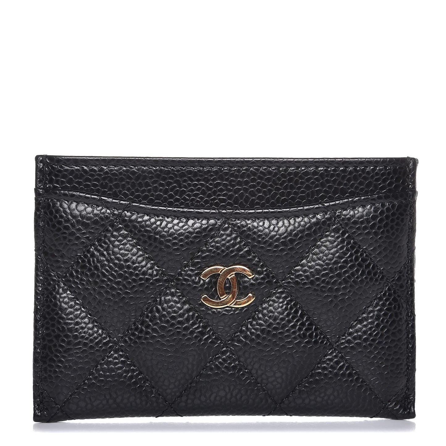 Caviar Quilted Card Holder Black