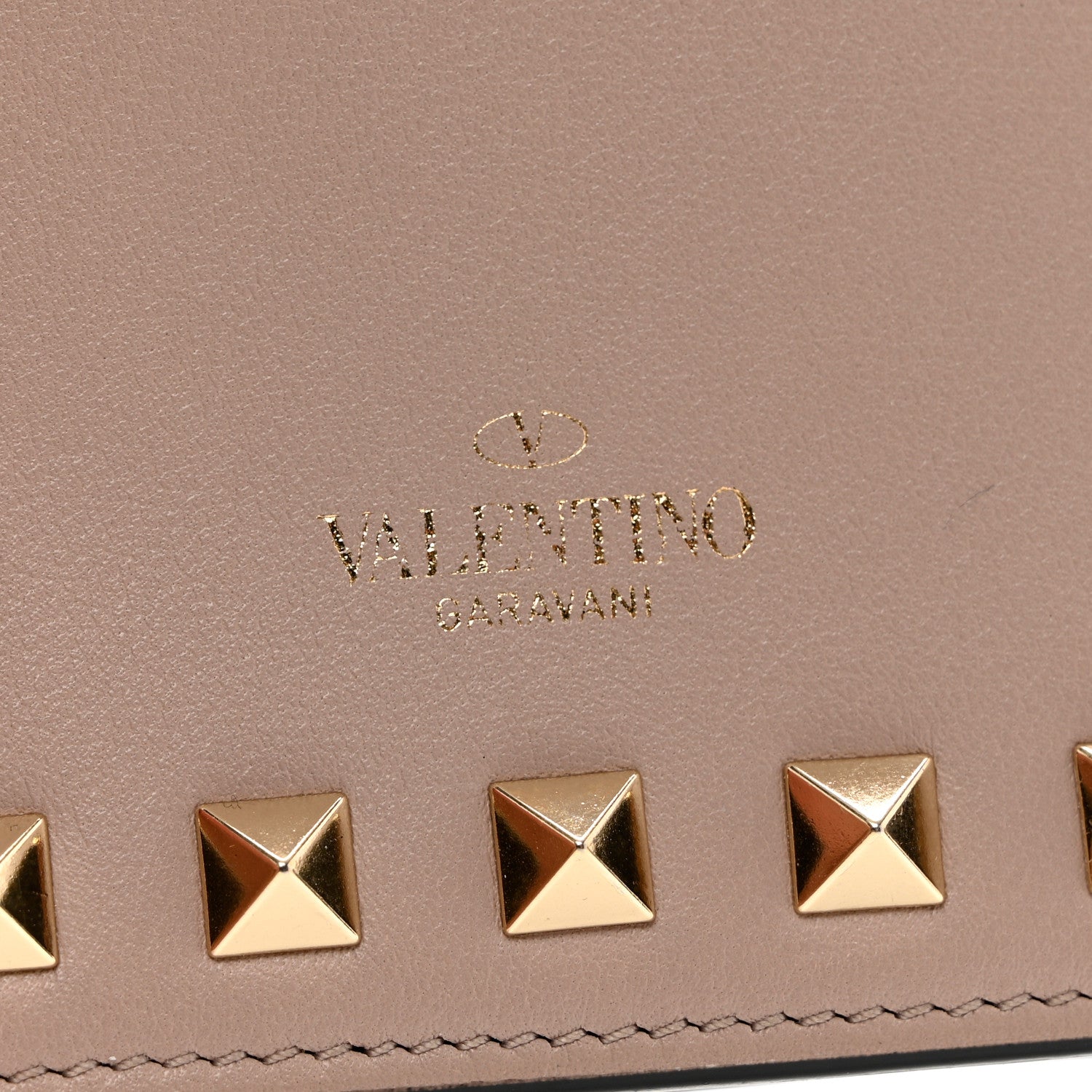 Valentino Garavani Calfskin Rockstud French Flap Wallet Poudre 7 of 7