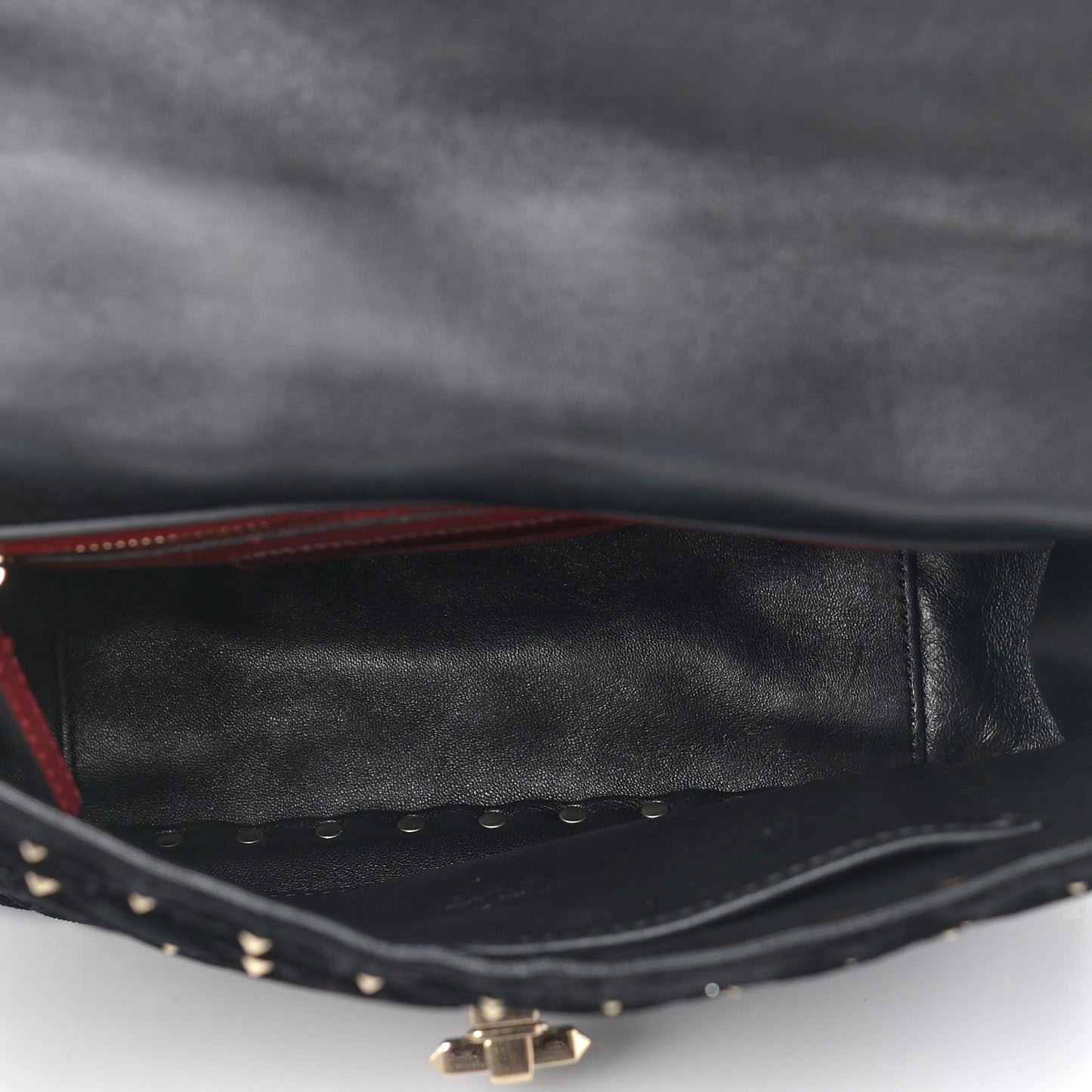 Velvet Medium Rockstud Spike Shoulder Bag Black
