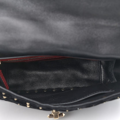 Valentino Garavani Velvet Medium Rockstud Spike Shoulder Bag Black 6 of 9