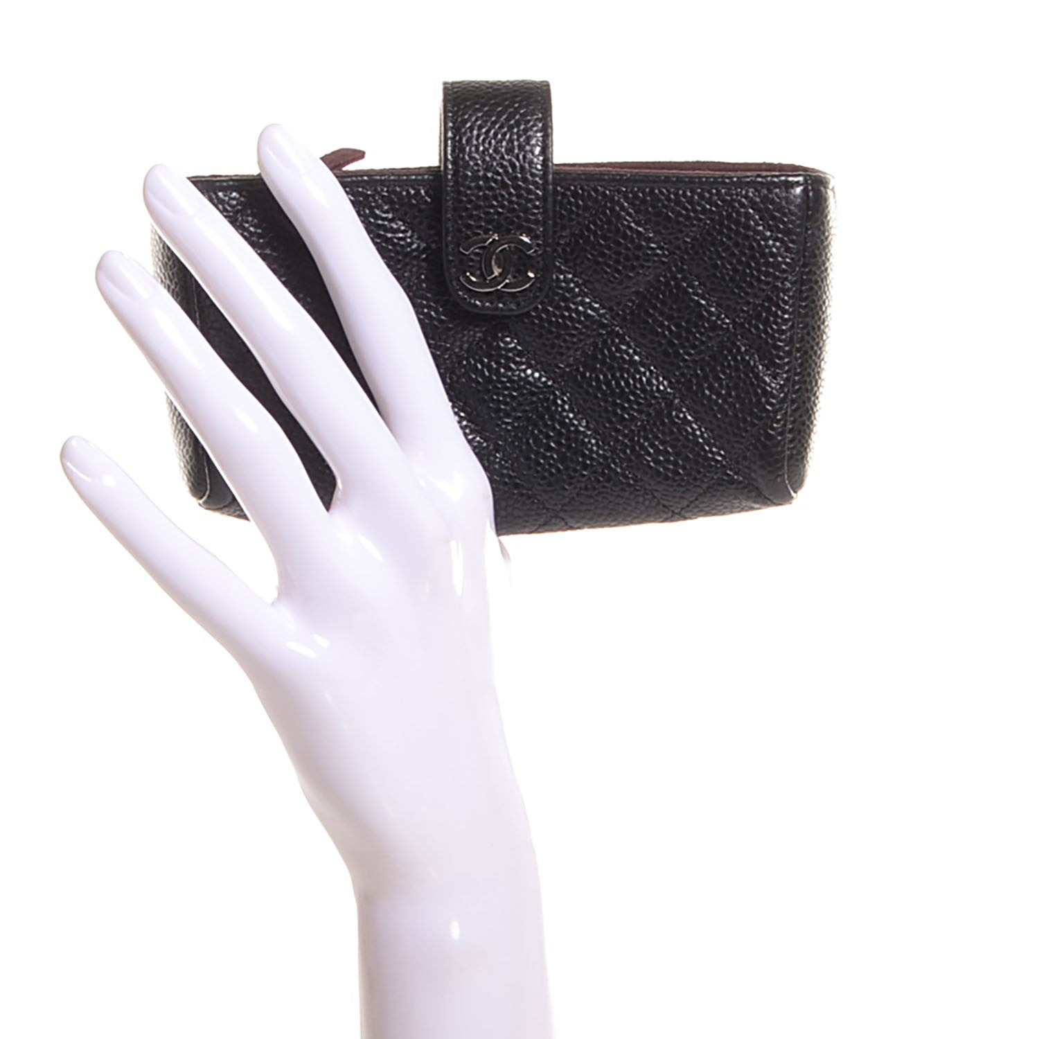 Chanel Caviar Quilted Mini Phone Holder Clutch Black 2 of 8