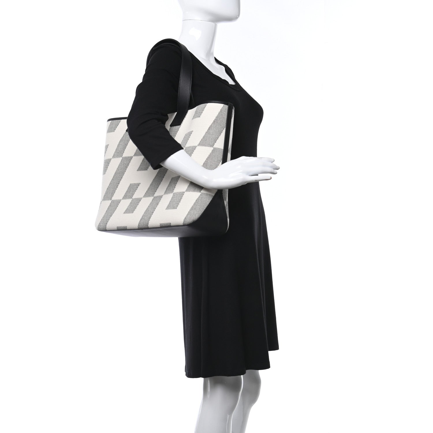 Hermes Swift H Canvas Cabas H En Biais 40 Black Ecru 2 of 9