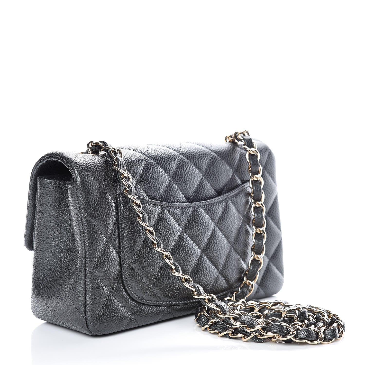 Chanel Caviar Quilted Mini Rectangular Flap Dark Grey 3 of 10